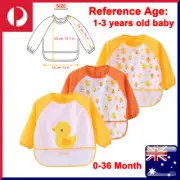 3 PCS Baby Toddler Kid Bib Apron Smock Feeding Painting Waterproof Long Sleeves