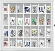 ILOT 28 Shot Glass White Hinged Front Display Case (18 x 16) Black, White