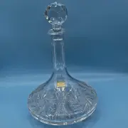 Samobor Decanter 26% PbO Hand Cut Crystal Buzz Saw & Pinwheel Design Yugoslavia