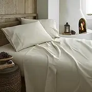 Organic Cotton Flannel Sheets Set by Whisper Organic- GOTS Certified (Queen Natural)
