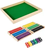Generic Shut The Box Game Tabletop Challenge with Wooden Pieces and 12 Dices, Multicolor