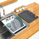 Dish drying rack expandable over the sink, in the sink and for cabinet and ki...