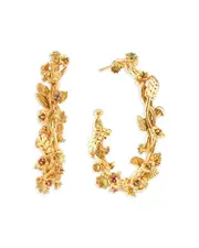 Capucine De Wulf Meadow Pave Flower Grande Hoop Earrings in 18K Gold Plated
