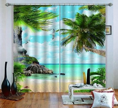 3D Sky sea 52 Blockout Photo Curtain Printing Curtains Drapes Fabric Window AU