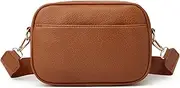[Herald] Triple Zip Small Crossbody Bag for Women, Square Snapshot Camera Side Shoulder Purse Handbag with Wide Strap