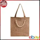 Crochet Tote Bag for Women Mesh Summer Beach Bag Solid Handbag (Light Brown)
