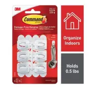 Command Mini Hook 6/Pk with 8/Strips 1/2lb capacity White School Office Home