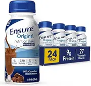 Ensure Original Nutrition Shake with Fiber, 9g High-Quality Protein, Meal Replacement Shakes, Chocolate, 8 Fl Oz, Pack of 24