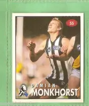 1996 AFL SELECT STICKER #55 DAMIAN MONKHORST, COLLINGWOOD MAGPIES