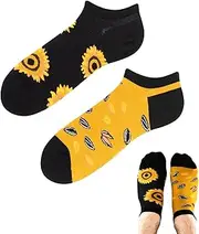 [TODO] Colours Funny Sneaker Socks for Men and Women with Motif - Sunflowers Low