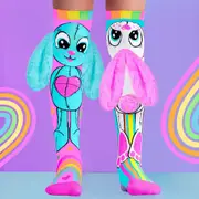 Madmia Socks Ages 6-99 One Size Fits Most - RAINBOW BUNNY Novelty Socks
