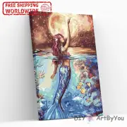 Paint By Numbers Kit Mermaid Abstract Art Beginner Home Framed Wall Draw Decor