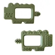 LaLaLull Australia® 2-in-1 Silicone Teether & Ultra Soft Toothbrush – Alligator (3M+)