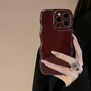 FABSPARK Phone Case for iPhone 11 Case,Simple Wave Design Wavy Frame Soft Silicone Aesthetic for iPhone 11,Wine Red