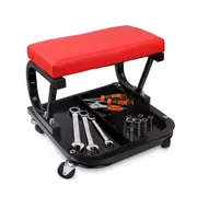 Padded Rolling Creeper Garage Mechanics Roller Seat Stool Chair with Tool Tray