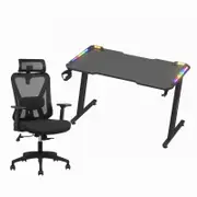 Advwin Gaming Office Desk 120cm & Gaming Office Chair with Adjustable Armrests Black