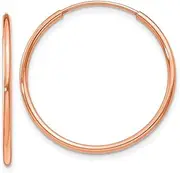 [JewelryWeb] 14k Rose Gold 1.2mm Polished Endless Hoop Earrings 22x22.25mm Wide 1.25mm Thick-Hoop Earring for Women