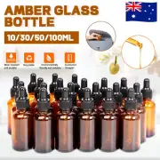 50ML Amber Glass Liquid Dropper Reagent Eye Pipette Essential Oils Bottle AU
