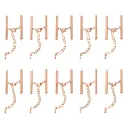 10Sets Slide on End Clasps, 40mm Tube Slider Crimp Cord Ends, Rose Gold