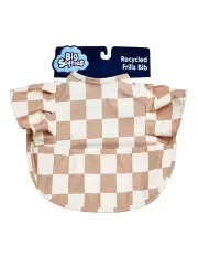 [Big Softies] Recycled Frill Bibs-Brown in Check
