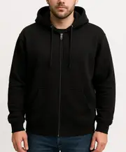 Mens PLUS SIZE ZIP HOODIE Plain Winter Fleece Jumper Sweatshirt Pockets