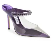 Jimmy Choo Bing 100 Womens Crystal Mules Heels Sandals Size 37.5, US 7.5 - Italy