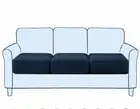 Subrtex Stretch Textured Grid Separate 3 Seat Cushion Covers, Navy Blue