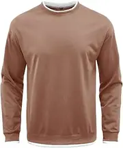 [Generic] Male Spring and Autumn Color Matching Long Sleeve Sweater Drop Shoulder Casual Round Neck Pullover Top Skeleton Sweatshirt