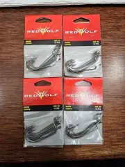 4 Packs of 10 Red Wolf Worm Soft Baits Fishing Fish Hooks Size 5/0, # RWHW5/0