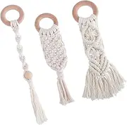 VICASKY Infant Teething Toy Set 3 Pack Toys Cotton Rope Teeth Grinding Stick for Babies