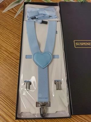 Boys Suspender And Bow Tie Set Light Blue