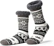[Cozylook] Men's Fuzzy Slipper Socks - Non-Slip Grips, Thermal Winter Socks, Plush Sherpa Lined, Gifts & Stocking Stuffers