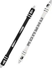 Metal Head Spinning Pen Dual-color No Refill Needed 8.5-inch Weighted Fidget Spinner Pen for Adults Office Supplies Finger Spinner for Stress Relief and Brain Training (Black/White)