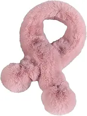 [SAFIGLE] Scarf Fluffy Collar Cross Tie Collar Winter Faux Fur Neck Warm Christmas Party Children Neck Warmer Warm Neckerchief Winter Scarves Plush Pink
