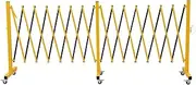 GYMTIME Expandable Metal Barricade, Safety Barrier with Casters, Adjustable Traffic Fence, Flexible Mobile Temporary Gate for Industrial Outdoor, 7 Meters, Yellow and Black