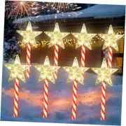 Solar Christmas Lights Outdoor Decorations: 8 Pack Star Christmas Pathway