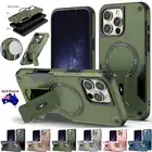 For iPhone 16e 16 15 14 Plus 13 12 Pro Max Heavy Duty Magsafe Case Stand Cover