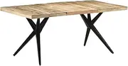 vidaXL Scandinavian Styled Dining Table - Rustic Natural Finished Rough Mango Wood Top & Powder-Coated Steel Frame - 180x90x76 cm