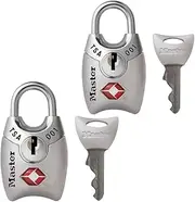 Master Lock D4689JADSLV Padlock, TSA Lock, Key Type, Small, Lightweight, Main Body Width 1.0 inches (25 mm), Hanging Height 0.6 inches (14 mm), Suitcase, Travel Bag, Key for International Travel,