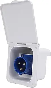 RV Power Inlet Socket, 3 Pin 32A AC Port Plug RV Shore Power Inlet c harger Plug, Waterproof Electrical Outlet Receptacle Box, Flush Mount RV Power Outlet Box (White)