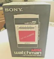Vintage SONY MEGA Watchman FD-500 Black & White TV FM/AM Receiver -New in Box