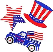 RORPOIR 4th of July Tiered Tray Decor Set Wooden Block Ornaments Patriotic Independence Day Home Decor