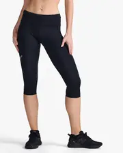 Aero Mid-Rise Compression 3/4 Tights, 2XU, XS, Black/Silver Reflective, Female
