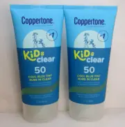 COPPERTONE CLEAR SUNSCREEN KIDS CLEAR 50 COOL BLUE TINT RUBS IN CLEAR 5 OZ 2PCS