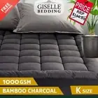 Giselle King Bamboo Charcoal Mattress Topper 1000GSM Pillowtop Breathable 5cm
