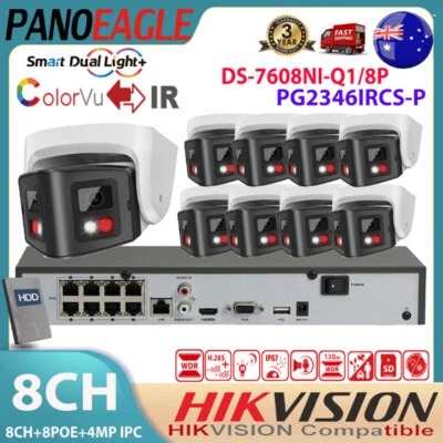 Hikvision 8CH 8POE NVR Security System Kit 4MP 180° Panoramic Colorvu+IR Camera