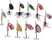 EXAOMBLE 10pcs Spinner Lures for Freshwater Bass Fishing Lures Realistic Sequin Bait Set