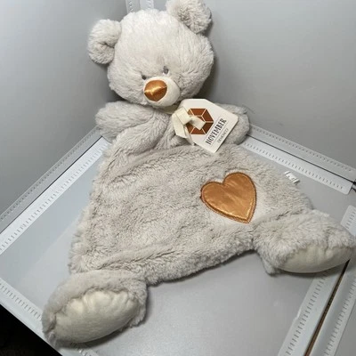 Demdaco Gray Bear Orange November Heart Plush Baby Toy Rattle Birth Month