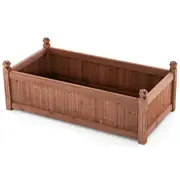 Costway Raised Garden Bed Wooden Planter Box w/ Drainage Holes Outdoor Flower Container Pot 1.1x0.6x0.4M