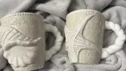 Mud Pie Embossed Starfish , Conch 14 Ounce Mugs New